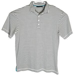Devereux Men's Striped Collared Long Sleeve Polo Shirt‎ Black White Size Medium